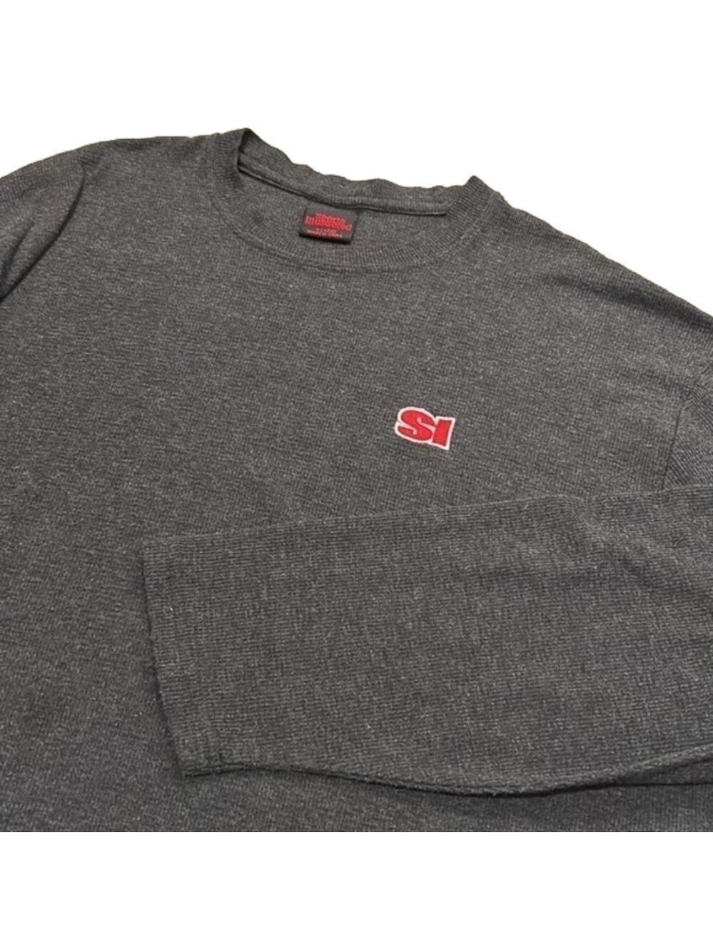 Sports Illustrated Men's Charcoal Grey Waffle Knit Long Sleeve Thermal with Logo